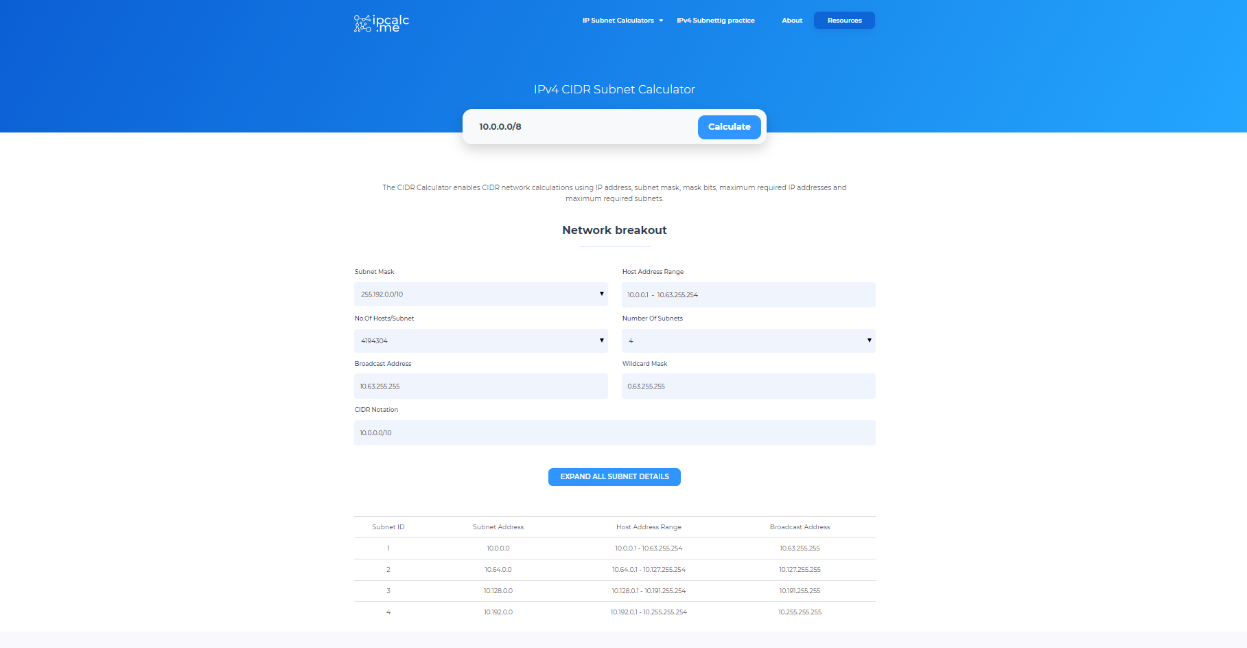 cidr subnet calculator